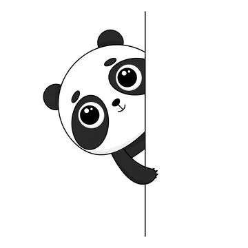 Cartoon panda peeking around the corner Stock Illustration