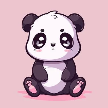 A cartoon panda with a pink background Stock Illustration