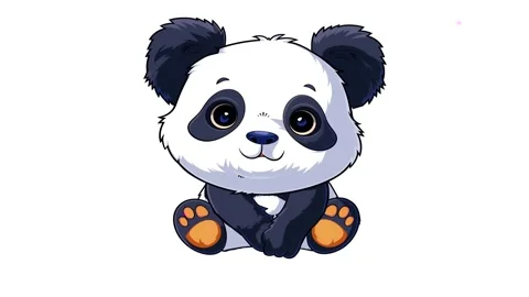 Cartoon panda sitting in place with white plain background isolated. Stock Footage 265379322