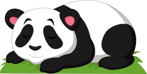 Cartoon panda sleeping isolated on white background Stock Illustration