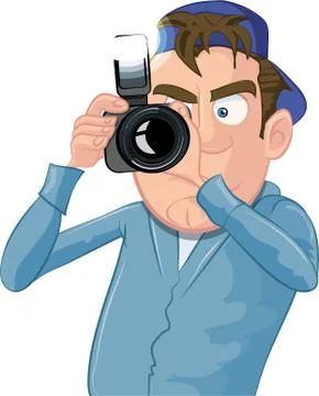 Cartoon paparazzi with a camera Stock Illustration
