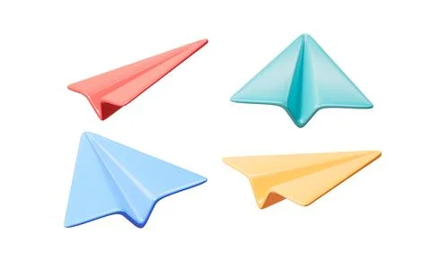 Cartoon paper plane model , 3d rendering. Illustrazione stock