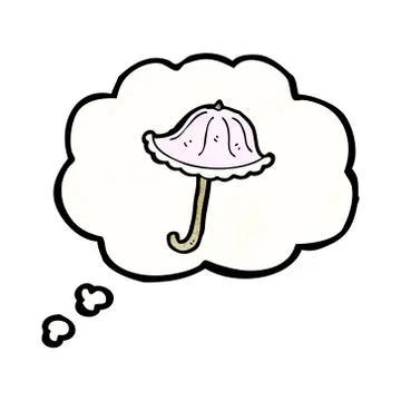 Cartoon parasol in thought bubble 스톡 일러스트