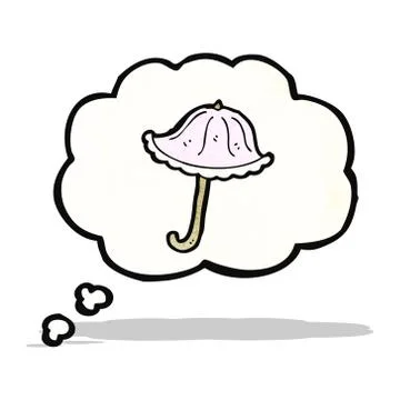Cartoon parasol in thought bubble Illustrazione stock