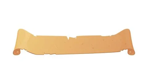 Cartoon parchment roll, blank scroll ribbon, open expanded old vintage paper Illustrazione stock