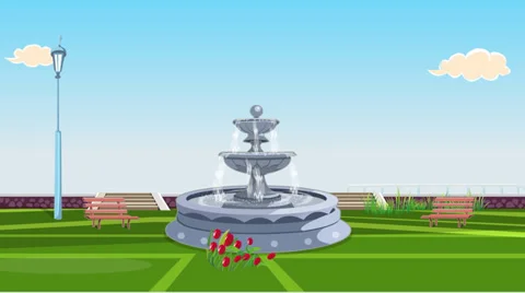 Cartoon Park Scenery Background:  Looping Video stock 37919310