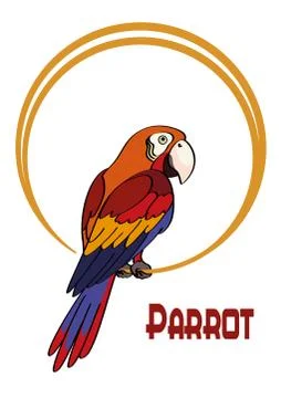 Cartoon Parrot on the Ring Stock Illustration