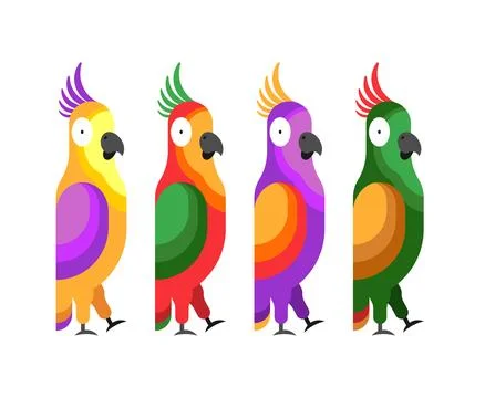 Cartoon Parrot set. popinjay Vector illustration Stockillustratie