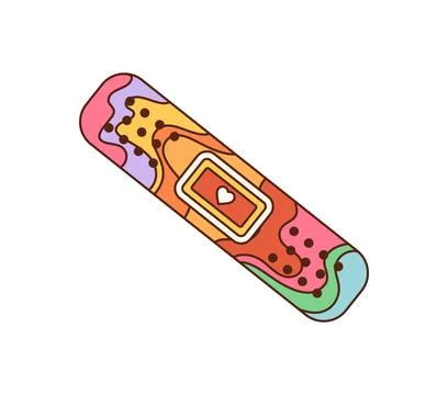 Cartoon patch, 70s 80s retro hippie groovy rainbow Stock Illustration