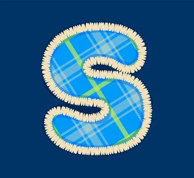 Cartoon patch font letter S of patchwork typeface Stock Illustration