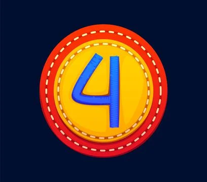 Cartoon patch font motley number 4 four Stockillustratie