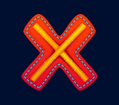 Cartoon patch font motley red letter X イラスト素材