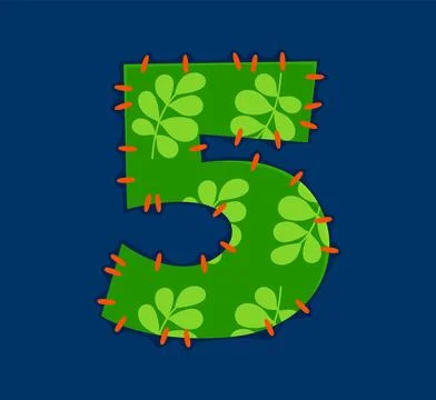 Cartoon patch font, patchwork 5 five number Stock-Illustration