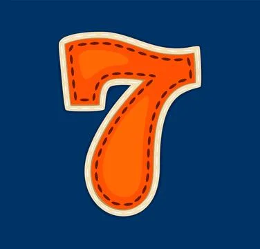 Cartoon patch font, patchwork 7 seven number 스톡 일러스트