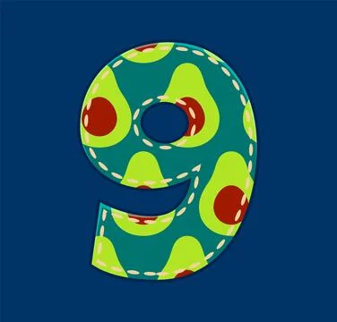 Cartoon patch font, patchwork 9 nine number イラスト素材