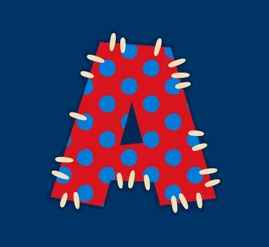 Cartoon patch font, patchwork letter A typeface Stock Illustration