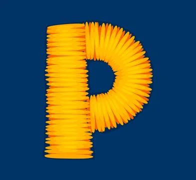 Cartoon patch font typeface yellow letter P Stockillustratie