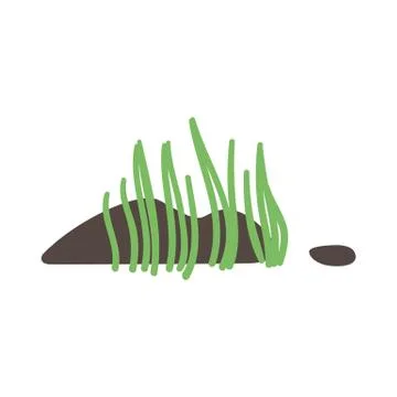 Cartoon patch of green grass and dirt, 스톡 일러스트