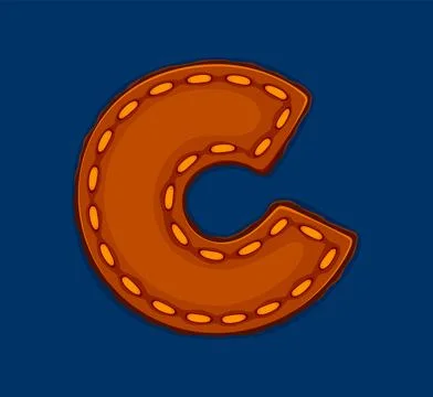 Cartoon patch patchwork letter C typeface Stock Illustration