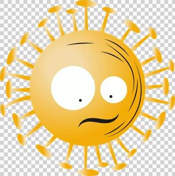 Cartoon pathogen sphere showing gradient rods and caps with uneasy face on Stock Illustration