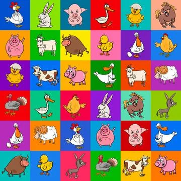 Cartoon pattern design with farm animals Cartoon Illustration of Pattern o... Stock Photos