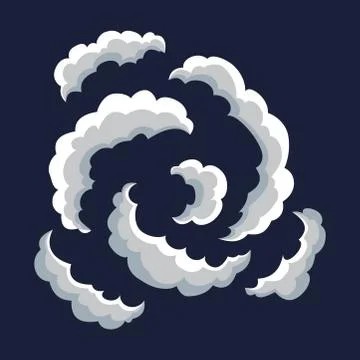 Cartoon pattern of smoke cloud. Bomb blast. Comic vector fog puff. Steam cloud 스톡 일러스트