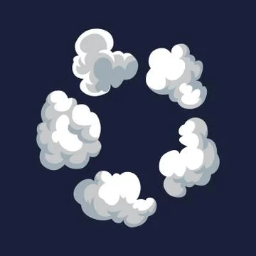 Cartoon pattern of smoke cloud. Bomb blast. Comic vector fog puff. Steam cloud Stock Illustration