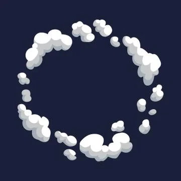 Cartoon pattern of smoke cloud. Bomb blast. Comic vector fog puff. Steam cloud Stock Illustration