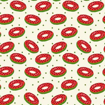 Cartoon pattern swimming ring. Watermelon Rubber lifebuoy., Cute background with Stock Illustration