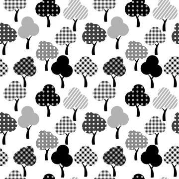 Cartoon patterned trees Stock Illustration