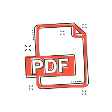Cartoon PDF icon in comic style. PDF document illustration pictogram. File si イラスト素材