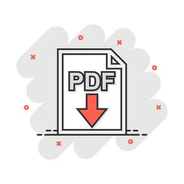 Cartoon PDF icon in comic style. Document illustration pictogram. File sign s 스톡 일러스트