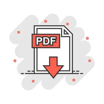 Cartoon PDF icon in comic style. Document illustration pictogram. File sign s 스톡 일러스트