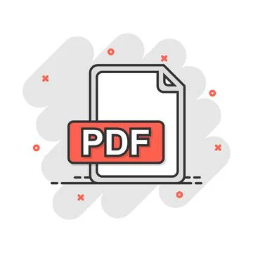 Cartoon PDF icon in comic style. Document illustration pictogram. File sign s Illustrazione stock