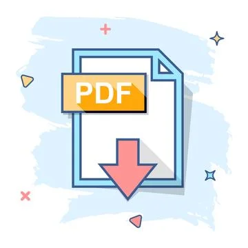 Cartoon PDF icon in comic style. Document illustration pictogram. File sign s イラスト素材