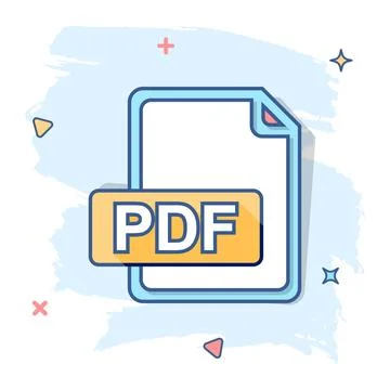 Cartoon PDF icon in comic style. Document illustration pictogram. File sign s 스톡 일러스트