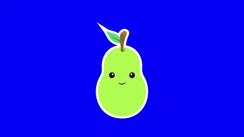 Cartoon Pear Fruit Floating on Blue Background Stock Footage 284176044