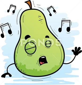 Cartoon Pear Singing Stock Illustration