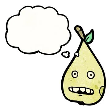 Cartoon pear with thought bubble Illustrazione stock