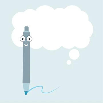 Cartoon pen with speech bubble Stock Illustration
