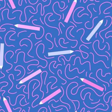 Cartoon pencil seamless school pattern for wrapping paper and fabrics and l.. Stock Illustration