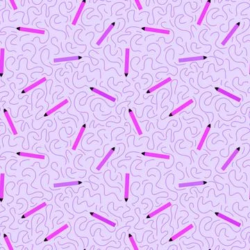 Cartoon pencil seamless school pattern for wrapping paper and fabrics and l.. Stock Illustration