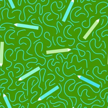 Cartoon pencil seamless school pattern for wrapping paper and fabrics and l.. Stock Illustration