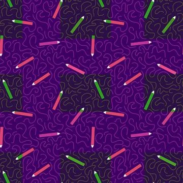 Cartoon pencil seamless school pattern for wrapping paper and fabrics and l.. Stock Illustration