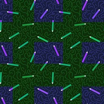 Cartoon pencil seamless school pattern for wrapping paper and fabrics and l.. Stock Illustration
