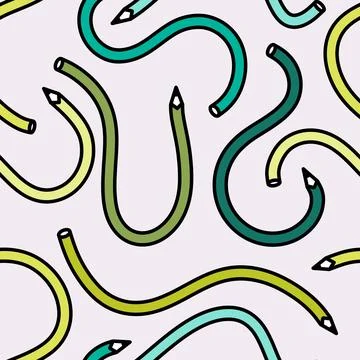 Cartoon pencil seamless school pattern for wrapping paper and fabrics and l.. Stock Illustration