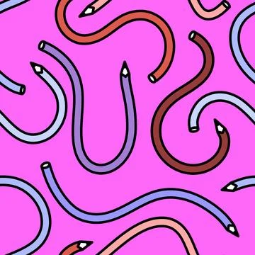 Cartoon pencil seamless school pattern for wrapping paper and fabrics and l.. Stock Illustration