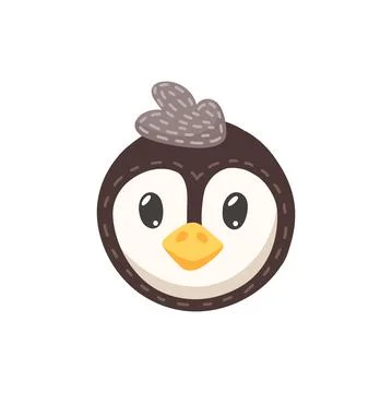 Cartoon penguin arctic bird isolate face head mask Stock Illustration