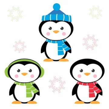 Cartoon penguins isolated on white Stock Illustration