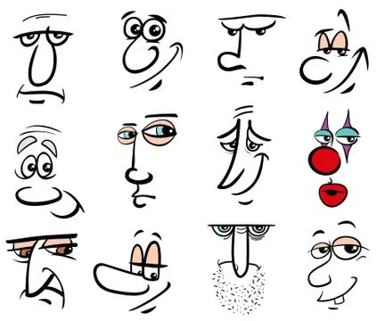 Cartoon people characters faces set Stockillustratie